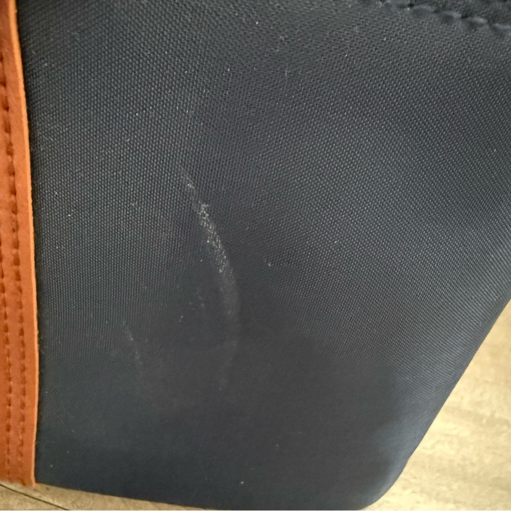 Vintage Sears Travel Train Case Bag Cosmetic Hard Case Wipeable Leather‎ Navy - Picture 5 of 16
